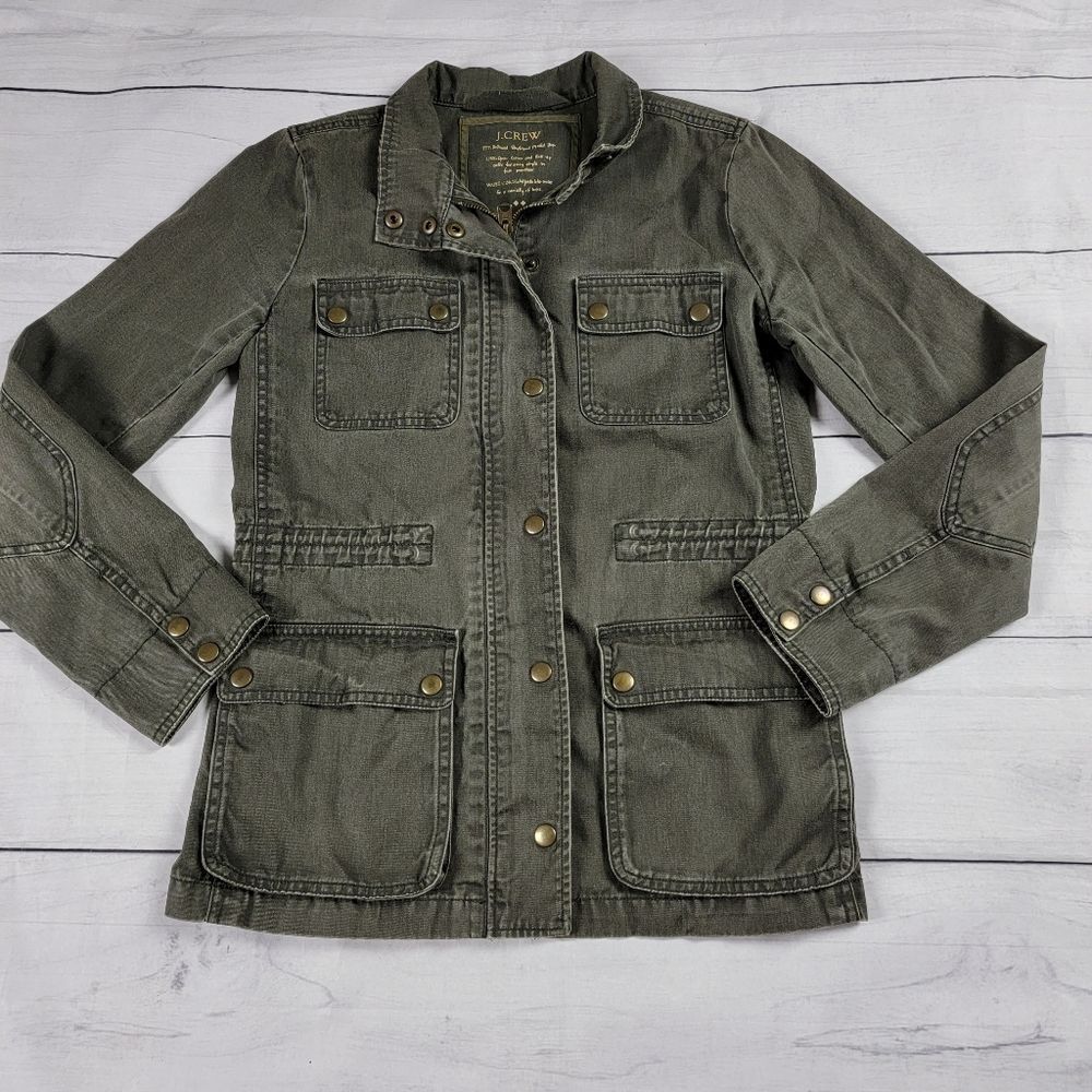 J Crew Relaxed Boyfriend Field Jacket Green XS - Picture 3 of 9